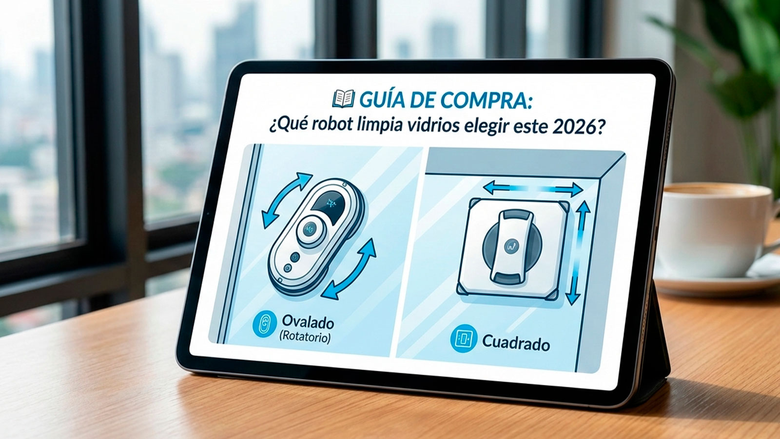 Diferencia entre robot limpia cristales rotatorio ovalado y cuadrado para esquinas.