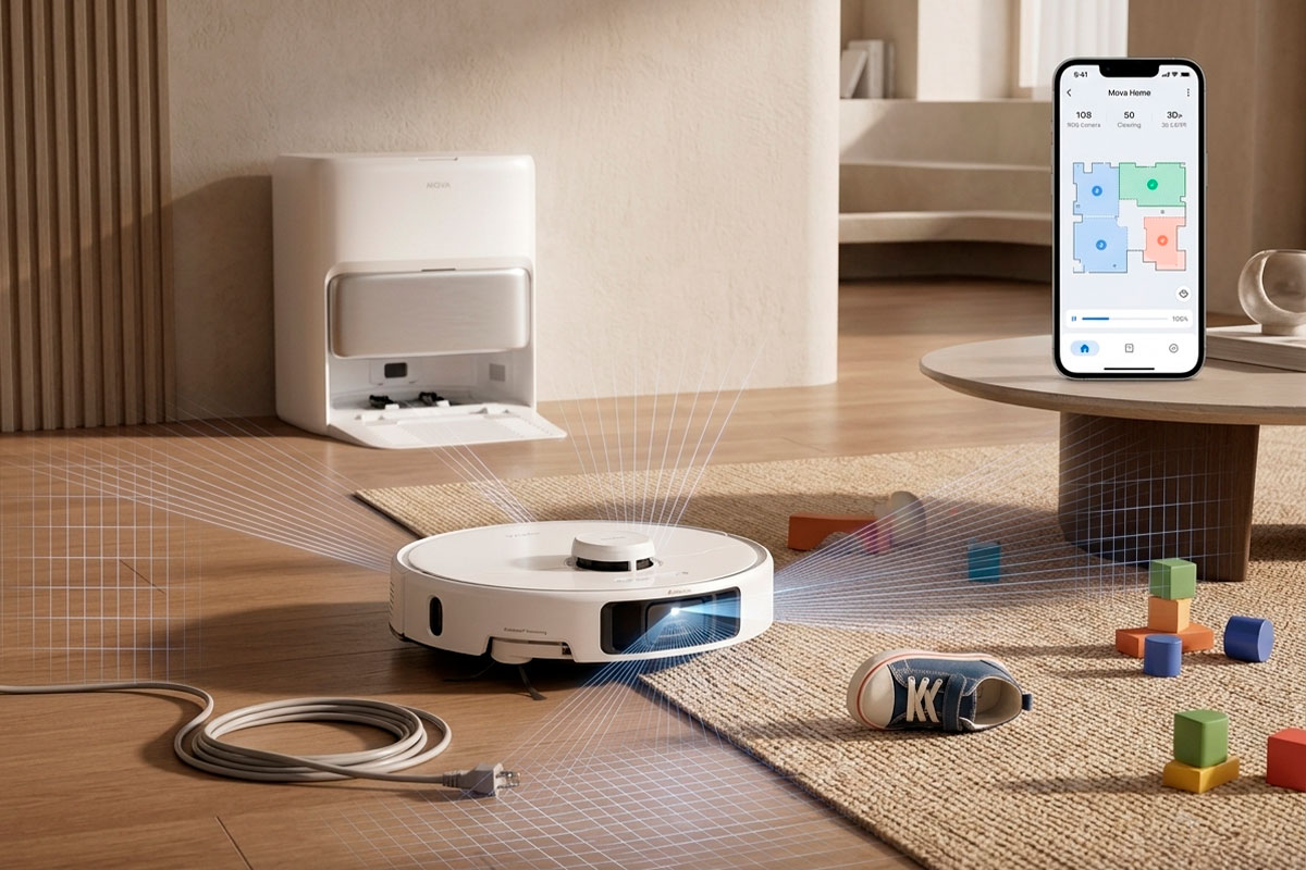 Robot aspirador con mayor succión para el hogar con navegación IA
